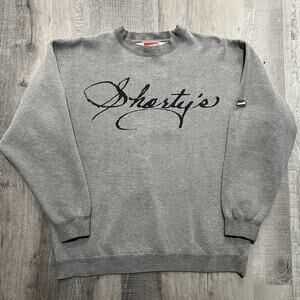 VTG Shortys Skateboards Grey 90s Script Skater Crewneck Pull Over Sweatshirt M